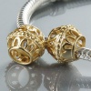 Guilded Cage 14K Gold Plated Charm Authentic 925 Sterling Silver Bead Fits Pandora Chamilia Biagi Troll Charms Europen Style Bracelets