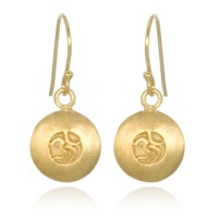 Satya Jewelry Deeply Carved Om 24k Yellow Gold Plate Earrings Satya Jewelry Deeply Carved Om 24k Yellow Gold Plate Earrings