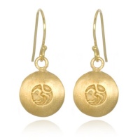 Satya Jewelry Deeply Carved Om 24k Yellow Gold Plate Earrings