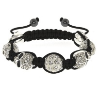 12mm White Pave Disco Ball Dia-Cut Adjustable Hot Skeleton Head Skull Bracelet 12mm White Pave Disco Ball Dia-Cut Adjustable Hot Skeleton Head Skull Bracelet