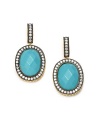 THE LOOKDrop silhouetteTurquoise oval detailCubic zirconia accentsGold vermeil and black rhodium-plated settingPost backTHE MEASUREMENTLength, about 1.5ORIGINImported