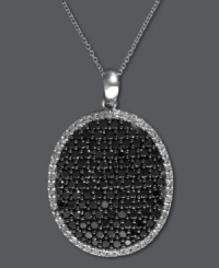Take shape. EFFY Collection's stunning oval pendant features round-cut black diamonds (2 ct. t.w.) and white diamond edges (1/5 ct. t.w.). Set in 14k white gold. Approximate length: 18 inches. Approximate drop length: 1-1/4 inches. Approximate drop width: 7/8 inch. Take shape. EFFY Collection's stunning oval pendant features round-cut black diamonds (2 ct. t.w.) and white diamond edges (1/5 ct. t.w.). Set in 14k white gold. Approximate length: 18 inches. Approximate drop length: 1-1/4 inches. Approximate drop width: 7/8 inch.