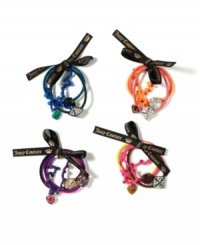 Simply charming. These lovely little accessories from Juicy Couture will dress your tresses in an assortment of signature charms, beads and unexpected ornaments. Presented in packs of three in a kaleidoscope of colors. Simply charming. These lovely little accessories from Juicy Couture will dress your tresses in an assortment of signature charms, beads and unexpected ornaments. Presented in packs of three in a kaleidoscope of colors.