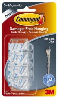 Command Flat Cord Clips, Clear, 4-Clip Command Flat Cord Clips, Clear, 4-Clip