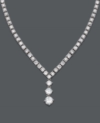 Ever since you were a little girl you loved sparkle, and some things never change. This v-shaped B. Brilliant necklace features a solid cubic zirconia chain with a graduated cubic zirconia drop (24-3/8 ct. t.w.). Approximate length: 17 inches. Approximate drop: 1/2 inch. Ever since you were a little girl you loved sparkle, and some things never change. This v-shaped B. Brilliant necklace features a solid cubic zirconia chain with a graduated cubic zirconia drop (24-3/8 ct. t.w.). Approximate length: 17 inches. Approximate drop: 1/2 inch.
