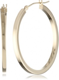 Duragold 14k Yellow Gold Square Hoop Earrings, (1.2 Diameter) Duragold 14k Yellow Gold Square Hoop Earrings, (1.2 Diameter)