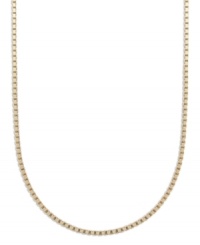 A simple chain adds a ton of dimension. Giani Bernini's intricate box chain is crafted in 24k gold over sterling silver. Approximate length: 16 inches. A simple chain adds a ton of dimension. Giani Bernini's intricate box chain is crafted in 24k gold over sterling silver. Approximate length: 16 inches.
