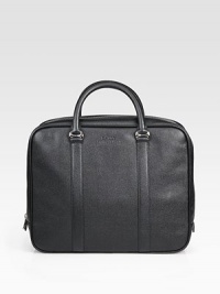 Business essential of textured calfskin leather with double top handles.Zip closureTop handleFully linedLeather15 x 12 x 4Made in Switzerland Business essential of textured calfskin leather with double top handles.Zip closureTop handleFully linedLeather15 x 12 x 4Made in Switzerland