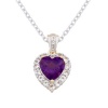 Sterling Silver Amethyst and White Topaz Heart Pendant Necklace , 18