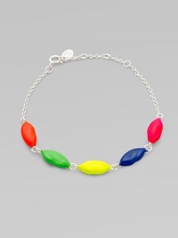 A thin sterling silver chain with bright whimsical enamel lip links. Sterling silver Length, about 7½ Spring ring clasp Made in Italy A thin sterling silver chain with bright whimsical enamel lip links. Sterling silver Length, about 7½ Spring ring clasp Made in Italy