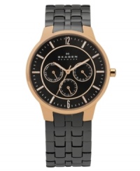 Signature Skagen Denmark details accent this rosy multi-function watch. Signature Skagen Denmark details accent this rosy multi-function watch.