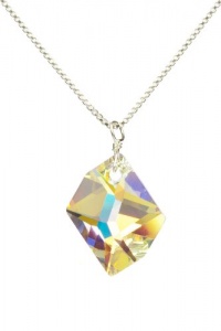 Sterling Silver Swarovski Elements Crystal Aurora Borealis Cosmic Pendant Necklace, 18