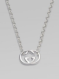 Signature interlocking GG symbol of polished sterling silver, suspended between a bold chain. Sterling silver Chain length, about 17 Pendant length, about ¾ Lobster clasp Made in Italy Signature interlocking GG symbol of polished sterling silver, suspended between a bold chain. Sterling silver Chain length, about 17 Pendant length, about ¾ Lobster clasp Made in Italy