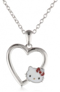 Hello Kitty by Simmons Jewelry Co. Sterling Silver Small Enamel Heart Pendant Necklace Hello Kitty by Simmons Jewelry Co. Sterling Silver Small Enamel Heart Pendant Necklace