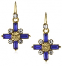 The Vatican Library Collection® Gold-Tone Sapphire Hued Cross Earrings The Vatican Library Collection® Gold-Tone Sapphire Hued Cross Earrings