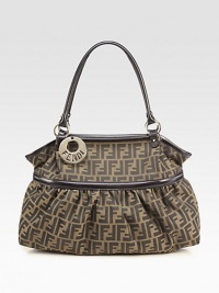 Timeless Zucchino jacquard, softly pleated with calfskin trim and polished hardware.Double top handles, 9 drop Top zip closure One inside zip pocket Cotton lining 18W X 10½H X 6D Imported Timeless Zucchino jacquard, softly pleated with calfskin trim and polished hardware.Double top handles, 9 drop Top zip closure One inside zip pocket Cotton lining 18W X 10½H X 6D Imported