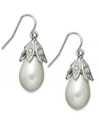 Understated elegance. Lauren by Ralph Lauren's Town & Country drop earrings are crafted from brass with a glass pearl descending for a classic touch. Approximate drop: 2-1/4 inches. Understated elegance. Lauren by Ralph Lauren's Town & Country drop earrings are crafted from brass with a glass pearl descending for a classic touch. Approximate drop: 2-1/4 inches.