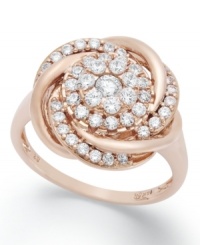 Swirls of pave-set perfection adorn Wrapped in Love's™ stunning knot ring. Crafted in 14k rose gold with an array of round-cut diamonds (3/4 ct. t.w.). Swirls of pave-set perfection adorn Wrapped in Love's™ stunning knot ring. Crafted in 14k rose gold with an array of round-cut diamonds (3/4 ct. t.w.).