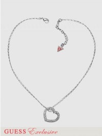 GUESS Open Pave Heart Necklace, SILVER GUESS Open Pave Heart Necklace, SILVER
