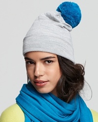 Brighten up dreary days with the vibrant pom-pom atop Aqua's cool, slouchy hat. Brighten up dreary days with the vibrant pom-pom atop Aqua's cool, slouchy hat.