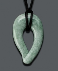 Smooth and serene, this marbled jade teardrop pendant (38-64 mm) inspires only good things. Necklace crafted from black silk cord. Approximate length: 24 inches. Approximate drop: 2-1/2 inches. Smooth and serene, this marbled jade teardrop pendant (38-64 mm) inspires only good things. Necklace crafted from black silk cord. Approximate length: 24 inches. Approximate drop: 2-1/2 inches.