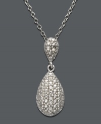 Illuminate your neckline with this sleek teardrop pendant. Crafted in polished sterling silver, Victoria Townsend necklace features round-cut diamond accents dusting the surface. Approximate length: 18 inches. Approximate drop: 7/8 inch. Illuminate your neckline with this sleek teardrop pendant. Crafted in polished sterling silver, Victoria Townsend necklace features round-cut diamond accents dusting the surface. Approximate length: 18 inches. Approximate drop: 7/8 inch.
