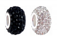Two (2) Piece Pandora Style Charm Beads - Pave Crystal Style (14mm x 9mm) (fits Pandora, Biagi, Chamilia & Troll too) ~ Jet Black and Clear (FB167) Two (2) Piece Pandora Style Charm Beads - Pave Crystal Style (14mm x 9mm) (fits Pandora, Biagi, Chamilia & Troll too) ~ Jet Black and Clear (FB167)