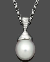 A little polish. A single cultured freshwater pearl drop (9-10 mm) creates a look of pure elegance when strung from a dainty sterling silver chain. Approximate length: 18 inches. Approximate drop: 8/10 inch. A little polish. A single cultured freshwater pearl drop (9-10 mm) creates a look of pure elegance when strung from a dainty sterling silver chain. Approximate length: 18 inches. Approximate drop: 8/10 inch.