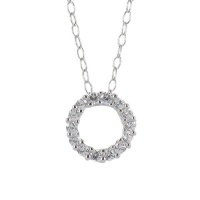 Sterling Silver Swarovski Cubic Zirconia Small Circle Pendant Necklace, 18 Sterling Silver Swarovski Cubic Zirconia Small Circle Pendant Necklace, 18