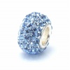 Bella Fascini Baby Blue Pave Bling Beads - Made with Authentic Swarovski Crystal Elements - Solid Sterling Silver Core Fits Perfectly on Chamilia Moress Pandora and Compatible Brands