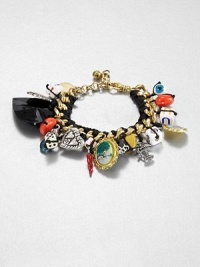 Inspired by cultures and travels around the world, this link chain design features a myriad of fun charms. Goldtone brassPolyester threadLength, about 6Lobster clasp closureMade in USA Inspired by cultures and travels around the world, this link chain design features a myriad of fun charms. Goldtone brassPolyester threadLength, about 6Lobster clasp closureMade in USA