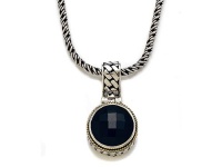 Silver and 18kt Yellow Gold Genuine Onyx Necklace by Effy Collection® Silver and 18kt Yellow Gold Genuine Onyx Necklace by Effy Collection®