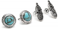 Lucky Brand Silver Feather Stud Set Earrings Lucky Brand Silver Feather Stud Set Earrings
