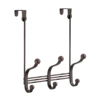 InterDesign York Lyra 3 Hook Over the Door Rack, Bronze InterDesign York Lyra 3 Hook Over the Door Rack, Bronze