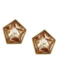 Five-sided stunners. Vince Camuto's pretty stud earrings feature faceted champagne-colored glass set in gold tone mixed metal. Approximate diameter: 1/2 inch. Five-sided stunners. Vince Camuto's pretty stud earrings feature faceted champagne-colored glass set in gold tone mixed metal. Approximate diameter: 1/2 inch.
