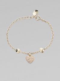 Be brilliant with this dazzling crystal encrusted heart charm on a logo accented link chain. GoldtoneCrystalsLength, about 6Spring ring closureImported Be brilliant with this dazzling crystal encrusted heart charm on a logo accented link chain. GoldtoneCrystalsLength, about 6Spring ring closureImported