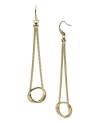 Coiled charm. These snake chain earrings from Michael Kors make for stunning style. Crafted in gold tone mixed metal. Approximate drop: 2-3/4 inches. Coiled charm. These snake chain earrings from Michael Kors make for stunning style. Crafted in gold tone mixed metal. Approximate drop: 2-3/4 inches.