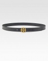 A sophisticated leather design with signature logo belt keeper.Width, about 1Made in USA
