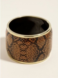 GUESS Brown and Gold-Tone Python-Print Cuff, GOLD