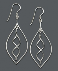 Good taste just happens to be in your DNA. Show it off in Unwritten earrings featuring open teardrops and a twisted helix at center. Crafted in sterling silver. Approximate drop: 2-1/3 inches. Good taste just happens to be in your DNA. Show it off in Unwritten earrings featuring open teardrops and a twisted helix at center. Crafted in sterling silver. Approximate drop: 2-1/3 inches.