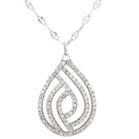 Sterling Silver Swarovski Elements Clear Crystal Teardrop Pendant Necklace , 17 Sterling Silver Swarovski Elements Clear Crystal Teardrop Pendant Necklace , 17
