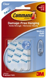 Command Medium Refill Strips, Clear, 9-Strip