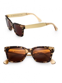 Sleek, smooth two-toned frames exude city cool, crafted in lightweight acetate and metal. Available in brown puma/gold metal and colony frames with dark brown lenses.Acetate/metal100% UV ProtectionMade in Italy Sleek, smooth two-toned frames exude city cool, crafted in lightweight acetate and metal. Available in brown puma/gold metal and colony frames with dark brown lenses.Acetate/metal100% UV ProtectionMade in Italy