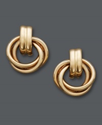 A retro style receives a modern update. These classically-chic doorknocker stud earrings features a double twist design set in 14k gold. Approximate diameter: 3/8 inch. A retro style receives a modern update. These classically-chic doorknocker stud earrings features a double twist design set in 14k gold. Approximate diameter: 3/8 inch.