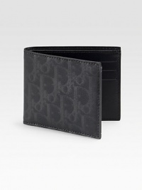 Faded logos mark the exterior of this sophisticated wallet crafted in soft, coated canvas. Leather interiorOne bill compartmentSix card slots4¼W X 3½HMade in Italy Faded logos mark the exterior of this sophisticated wallet crafted in soft, coated canvas. Leather interiorOne bill compartmentSix card slots4¼W X 3½HMade in Italy
