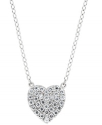 The key to your heart. CRISLU's mini heart pendant sparkles with the addition of micro-pave cubic zirconias (3/8 ct. t.w.) set in platinum over sterling silver. Approximate length: 16 inches + 2-inch extender. Approximate drop length: 1/4 inch. Approximate drop width: 3/4 inch. The key to your heart. CRISLU's mini heart pendant sparkles with the addition of micro-pave cubic zirconias (3/8 ct. t.w.) set in platinum over sterling silver. Approximate length: 16 inches + 2-inch extender. Approximate drop length: 1/4 inch. Approximate drop width: 3/4 inch.