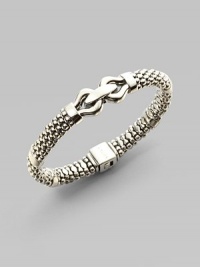 From the Derby Collection. A beautifully textured piece with an elegant stylized center link. Sterling silver Signature box clasp closure Diameter, about 2¼ Imported From the Derby Collection. A beautifully textured piece with an elegant stylized center link. Sterling silver Signature box clasp closure Diameter, about 2¼ Imported