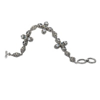 925 Silver & Blue Topaz Celtic Cross Bracelet with 18k Gold Accents- 7.5 IN 925 Silver & Blue Topaz Celtic Cross Bracelet with 18k Gold Accents- 7.5 IN