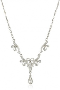 1928 Jewelry Silver-Tone Crystal Teardrop Necklace 1928 Jewelry Silver-Tone Crystal Teardrop Necklace