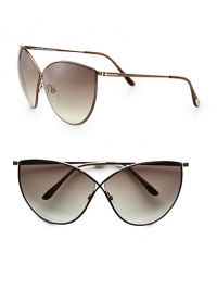 Retro metal cat's-eye sunglasses get a glam update with a crossover butterfly shaped frame. Available in rose gold with gradient brown lens.Metal temples100% UV protectionMade in Italy